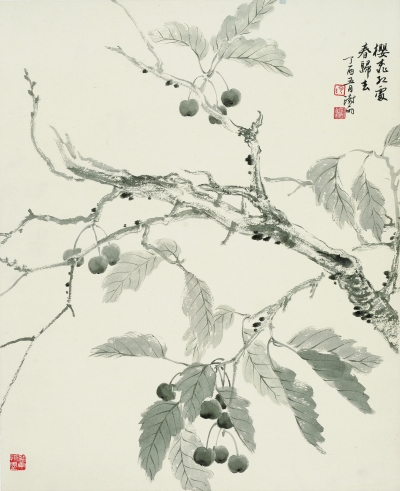 樱桃红处春归去（国画）