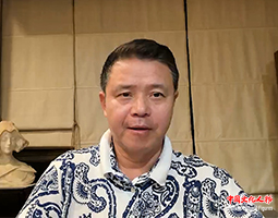 中国美术家协会副主席、重庆文联副主席、重庆美协主席庞茂琨向澳门国际论坛暨“景行行止——中国画名家学术邀请展”（澳门站）发表视频致辞